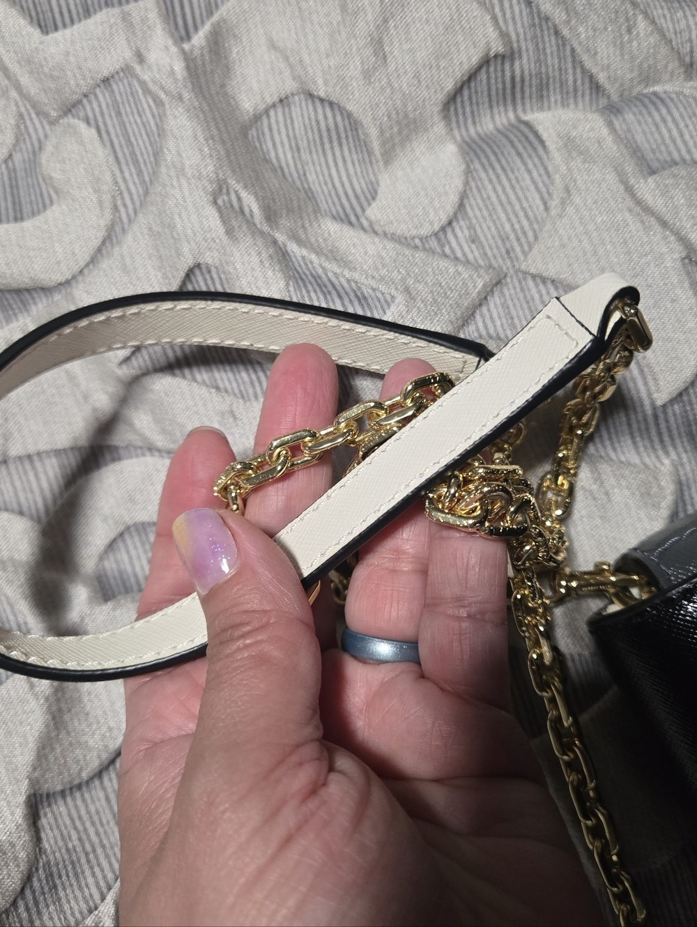 Marc Jacobs Inspired Black Leather Crossbody with Gold Hardware - Picture 5 of 6